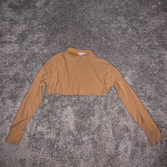 Win Win Dark Yellow Crop Top Sweatshirt size L & S - Picture 5 of 14